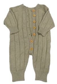 Béžový melírovaný rebrovaný úpletový overal SHEIN