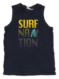 Tmavomodré tielko s nápismi a sufrmi alive