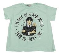 Mátové crop tričko s Wednesday a kamienkami