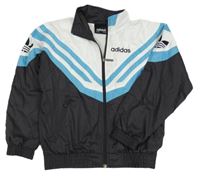 Černo-bílo-modrá šusťáková jarní sportovní bunda Adidas