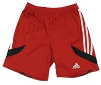 Červeno-černo-bílé funkční sportovní kraťasy Adidas