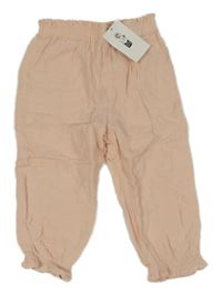 Nové - světlerůžové paper bag mušelínové kalhoty H&M