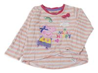 Broskvovo-bielo-malinové pruhované tričko s Peppa Pig character