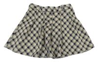 Světlebéžovo-tmavomodro-khaki károvaná sukňa ZARA