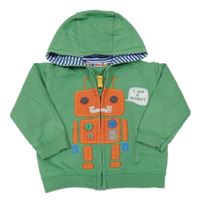 Zelená propínací mikina s robotem a kapucí M&S