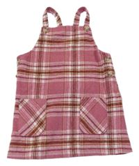 Starorůžovo-bielo-hnedo-tmavovínové kockované vlnené šaty PRIMARK
