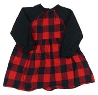 Červeno-čierne kockované teplákové šaty Next
