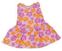 Ružovo-oranžové kvetované bavlnené šaty Primark