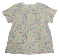 Smetanovo-farebné kvetované tričko H&M