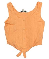 Neónově oranžový rebrovaný crop top s gombíkmi E-Vie