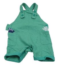 Zelené pruhované teplákové laclové kraťasy s dinosaury Mothercare
