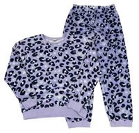 Lila plyšové pyžamo s leopardím vzorem a hvězdami M&S