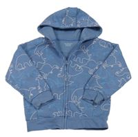 Modrá prepínaci mikina s dinosaurami a kapucňou Primark