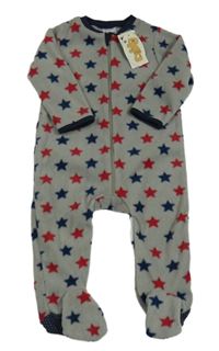 Nové - Sivý fleecový overal s hviezdami