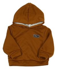 Hnedá zateplená mikina s nášivkou a kapucňou Shein