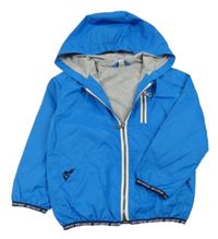 Modrá šusťáková jarní bunda s kapucí