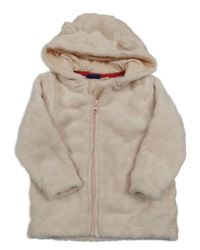 Svetloružová chlpatá prepínaci mikina so srdiečkami a kapucňou Lupilu