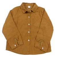 Hnedá rebrovaná blúzka Shein