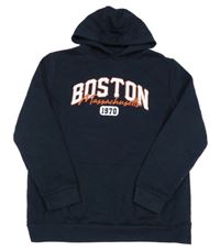 Tmavomodrá mikina s nápisom a kapucňou Primark