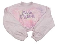 Růžovo-lila crop mikina s nápisom H&M