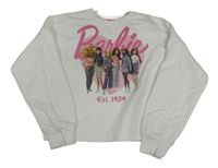Biela crop mikina s Barbie