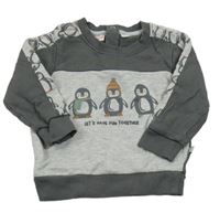 Tmavošedo-sivá mikina s tučňáky Liegelind