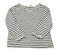 Smetanovo-černé pruhované triko s volánkem H&M