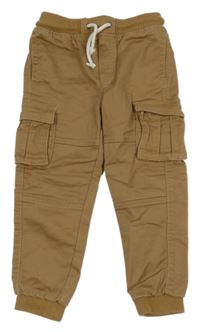 Hnědé plátěné slim fit cargo cuff kalhoty H&M
