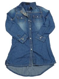 Modré košilové propínací šaty riflového vzhledu