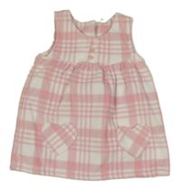 Ružovo-biele kockované fleecové šaty so srdiečkovanými vreckami George