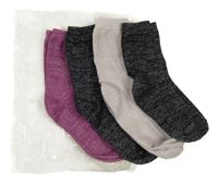 4x třpytivé ponožky - 2x černé + světlerůžové + fuchsiové