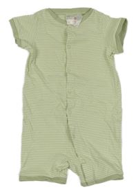 Zeleno-bílý pruhovaný bavlněný kraťasový overal H&M