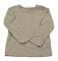 Hnedé melírované rebrované tričko H&M