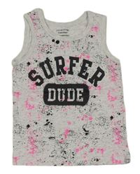 Svetlosivé melírované skvrnité tielko s nápisom Primark