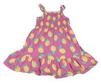 Tmavoružové bavlnené šaty s citrónmi C&A