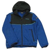 Modro-antracitová melírovaná pletená propínací funkční mikina s kapucí Ice Peak