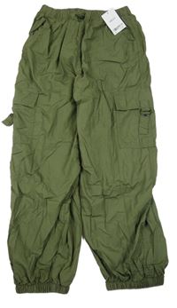 Nové - Khaki plátěné podšité cargo cuff kalhoty Next