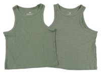 2x khaki žebrovaný crop top H&M