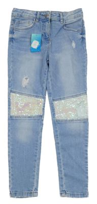 Nové - Světlemodré skinny rifle s flitry a prošoupáním Matalan