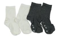 2x žebrované ponožky - tmavošedé + bílé