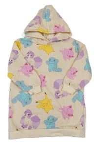 Béžové teplákové šaty s Pokémony a kapucí H&M