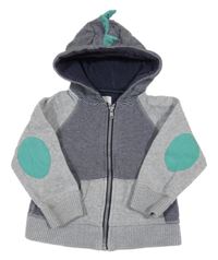 Sivo-tmavomodrá prepínaci mikina s pruhmi a kapucňou s ostny Mothercare
