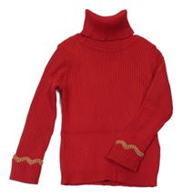 Červený rebrovaný ľahký svetrový rolák Primark