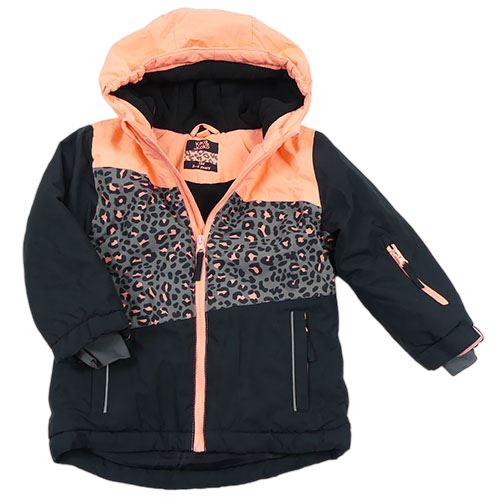 Neonovo-čierna šušťáková zimná bunda so vzorom a kapucňou zn. Kiki&Koko