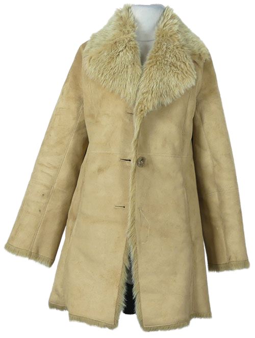 Dámsky béžový semišový kabát s kožúškom zn. Wallis