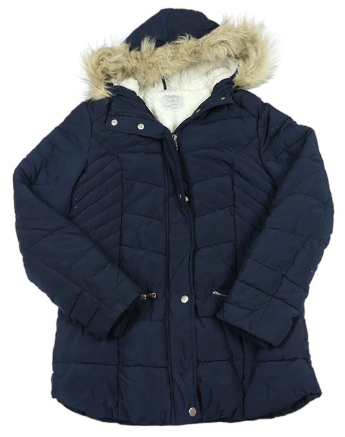 Tmavomodrá šušťáková zimná bunda s kapucňou zn. Primark