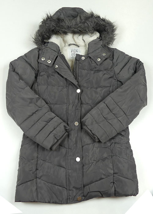 Sivý šušťákový zimný kabát s kapucňou zn. PRIMARK