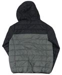 Čierno-sivá šušťáková prešívaná zateplená bunda s kapucí + sáček na sbalení zn. Primark