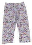 Bílo-fialovo-barevné květované pyžamové kalhoty 