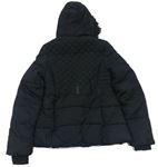Čierna prešívaná šušťáková zimná bunda s kapucňou s kožešinou zn. Tammy